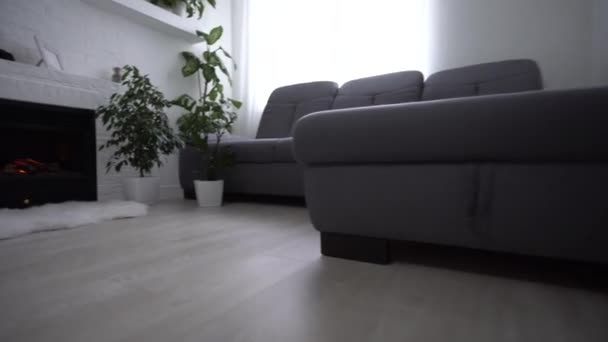 3D-Rendering. Modernes Wohnzimmer im Stadthaus — Stockvideo