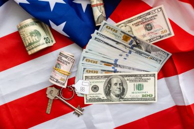 Amerikan bayrağının arka planında Amerikan bayrağı