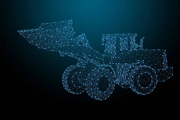 Tractor of the particles. tractor consists of small circles consisting of points, lines, and shapes, stars business.