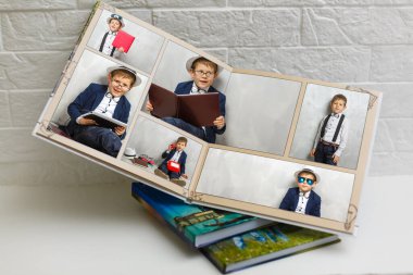 little boy graduation photobook, school album clipart