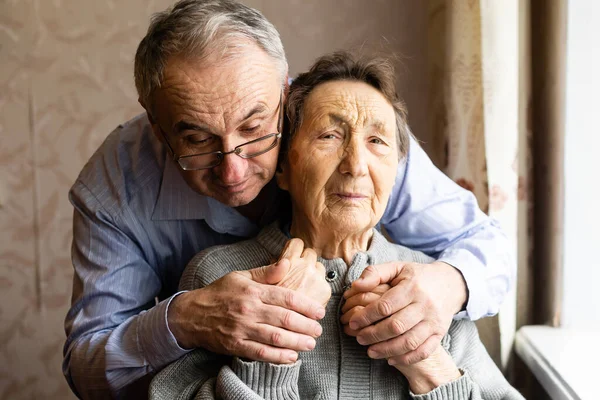Social Aid For Elderly Person, old man and old mother — Stock Photo, Image