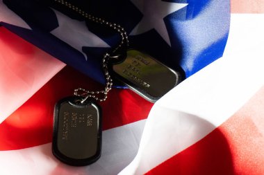 Amerikan bayrağının arkasında ordu rozeti var.