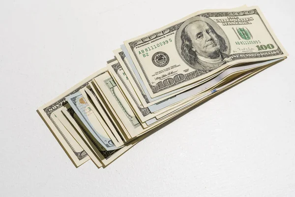 100 Dollars bill and portrait Benjamin Franklin on USA money banknote — Stock Photo, Image