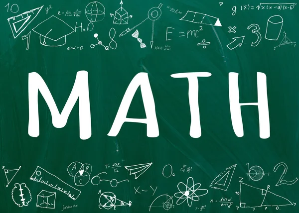 Odręczne równania na zielonej tablicy — Zdjęcie stockowe