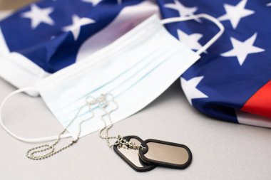 Steteskop, ABD bayraklı arkaplan simgeleri ve yıldızlarıyla