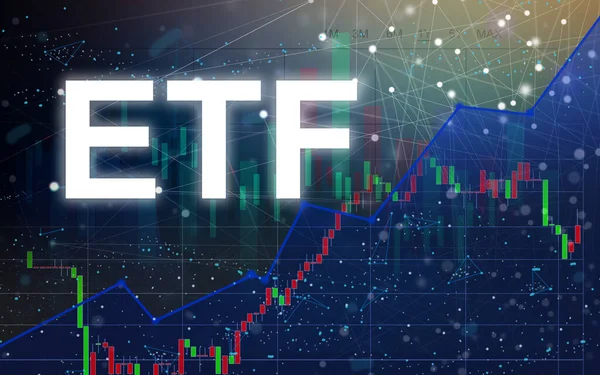 ETF - börshandlade fonden. ICO börsnotering Finansiell teknik Affärsinvesteringar. — Stockfoto