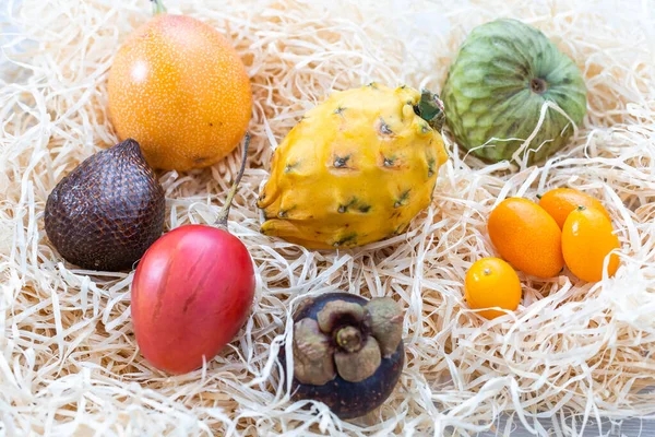 exotic fruit collection, exotic fruits on white background