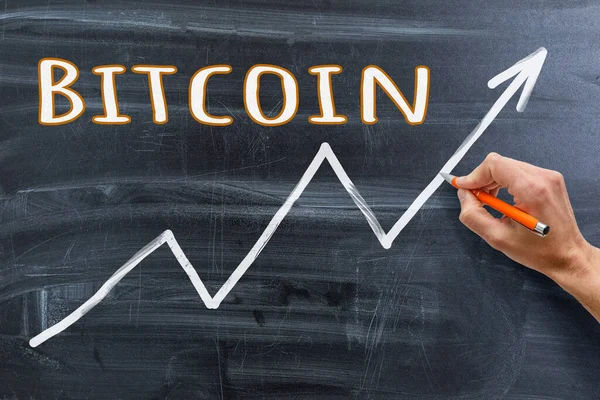 Bitcoin inscription and graph, BITCOIN inscription, modern business solution concept — Stock Photo, Image