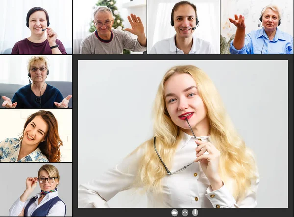 Collage avec de nombreuses personnes de différentes ethnies, sur des fonds colorés — Photo