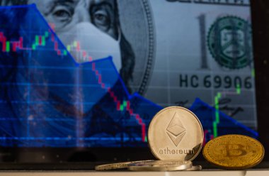 Bitcoin Ethereum Litecoin yakın çekim