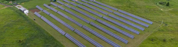 Sonnenkollektoren Luftaufnahme, Sonnenkollektoren Farm — Stockfoto