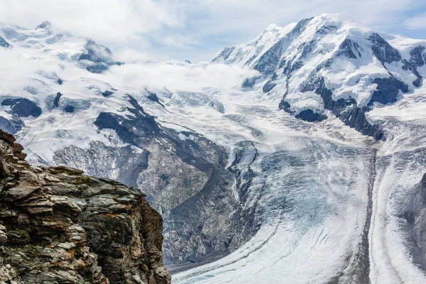 Aerial view of the Alps mountains in Switzerland. Glacier — Stock Photo, Image