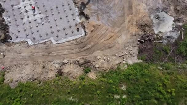 住房开发建筑工地和公路基础设施空中拍摄 — 图库视频影像