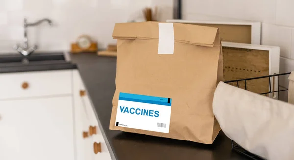 Concept de vaccin covidé, Boîtes de vaccin contre le coronavirus — Photo