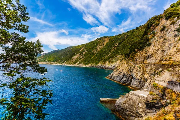 Panorama barevných domů v Riomaggiore v Cinque Terre — Stock fotografie