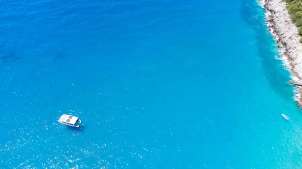 Verano Jónico costa del mar vista superior con playas, Albania —  Fotos de Stock