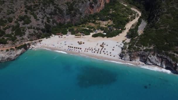 Gjipe海滩，阿尔巴尼亚著名的海滩 — 图库视频影像