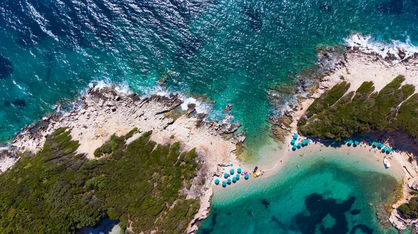 Luftaufnahme von einer Drohne nach Ksamil, Albanien — Stockfoto