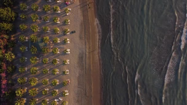 Naplemente az Adriai-tenger felett. Kilátás Karpen strandjáról, Golem, Durres, Albánia. Naplemente stranddal. — Stock videók