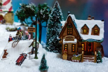 Kiev, UKRAINE - 26 Ocak 2020 Kış Ülkesi Vdnh sergisi Yeni Yıl ve Noel tatili, rüya fabrikası dekorasyonu