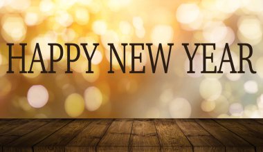 Ahşap teras ve noel ağacı süslemelerinin soyut arkaplanı mutlu noeller ve mutlu noeller.