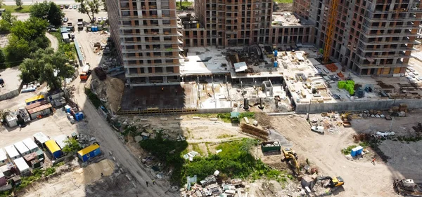 Aménagement du logement site de construction et infrastructure routière photo aérienne — Photo
