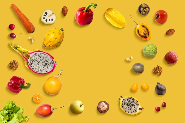 Fruits and vegetables. Flat lay. Food concept. — Stock Photo, Image