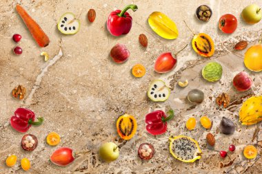 meyve ve sebzelerin gökkuşağı koleksiyonu