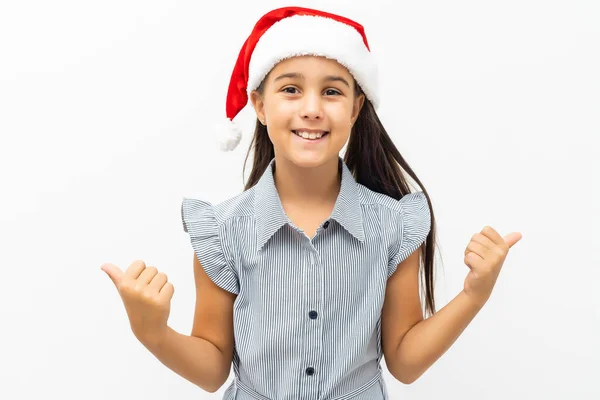 Niña en Navidad aislada en blanco —  Fotos de Stock