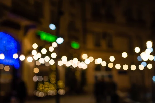 Defocused ligths of blue Christmas tree background — Stock Photo, Image