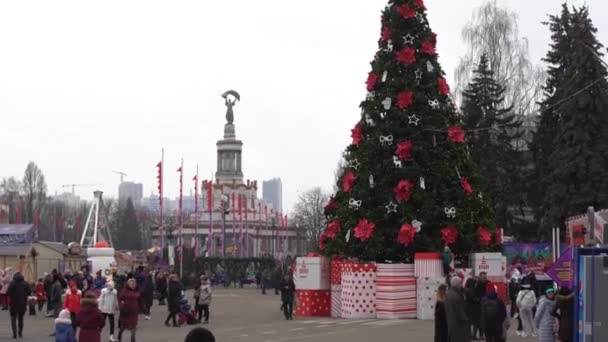 Kiev Oekraïne - 11 januari 2021: Kerstmarkt in Kiev, op het grondgebied van het Nationaal Complex Expocenter van Oekraïne VDNH — Stockvideo