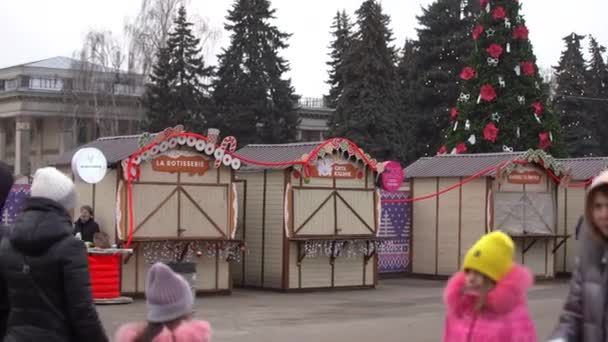 Kiev Ukraina - 11 januari 2021: Julmarknad i Kiev, på territoriet av National Complex Expocenter i Ukraina VDNH — Stockvideo