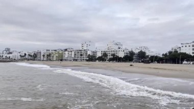 Güneş ışığı Atlantik boyunca parıldıyor, kıyı bitkilerinin ötesinde rüya gibi bir altın patika açıyor. Yüksek kalite 4k görüntü