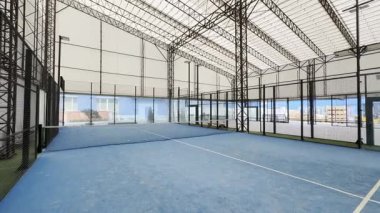 Padel tenis kortları boş depo spor kompleksi binasında. Yüksek kalite 4k görüntü