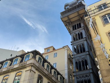 Lizbon Santa Justa Asansörü Portekiz. Yüksek kalite fotoğraf