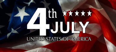 4 Temmuz Vatanseverlik Günü ABD Sembolleri. Ulusal kutlama 4 Temmuz federal bayramı Amerika Birleşik Devletleri. Amerikan bayrağı Yıldızlar ve Çizgiler Kırmızı, Beyaz ve Mavi Eski Zafer Yıldızlı Bayrağı. Yüksek kalite fotoğraf