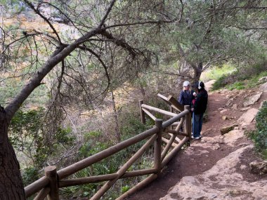 Bir patika boyunca yürüyen yürüyüşçülerin manzarası, Portekiz. Yüksek kalite fotoğraf
