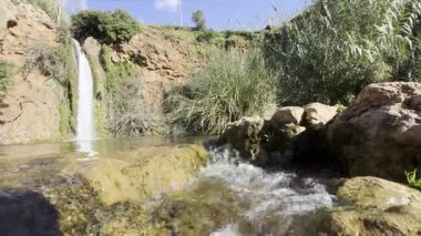 Doğanın kalbinde bir şelale, güzel bir nehir ve şelale. Alte, Algarve, Portekiz yakınlarındaki Queda do Vigario şelalesi. Yüksek kalite fotoğraf