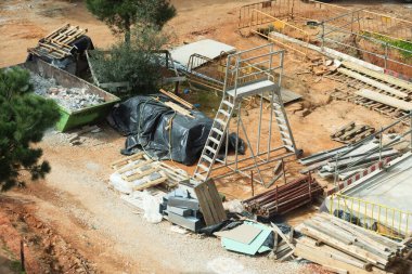 Şehir merkezindeki inşaat alanının görüntüsü. Yüksek kalite fotoğraf