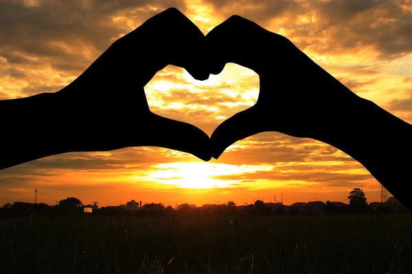 Love hand silhouette — Stock Photo, Image