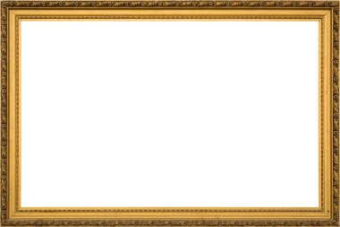 antika altın ahşap çerçeve beyaz arka plan üzerinde izole