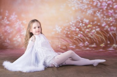 young girl in ballet long white dress clipart