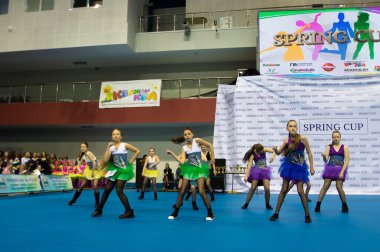 Minsk - Mayıs 02: Tanımlanamayan çocuk rekabet Springcup uluslararası dans yarışmasında, üzerinde 02 Mayıs 2015, Minsk, Beyaz Rusya.