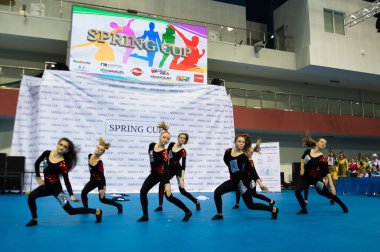 Minsk - Mayıs 02: Tanımlanamayan çocuk rekabet Springcup uluslararası dans yarışmasında, üzerinde 02 Mayıs 2015, Minsk, Beyaz Rusya.