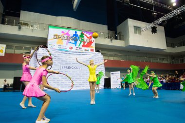 Minsk - Mayıs 02: Tanımlanamayan çocuk rekabet Springcup uluslararası dans yarışmasında, üzerinde 02 Mayıs 2015, Minsk, Beyaz Rusya.