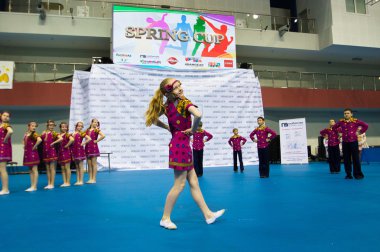 Minsk - Mayıs 02: Tanımlanamayan çocuk rekabet Springcup uluslararası dans yarışmasında, üzerinde 02 Mayıs 2015, Minsk, Beyaz Rusya.