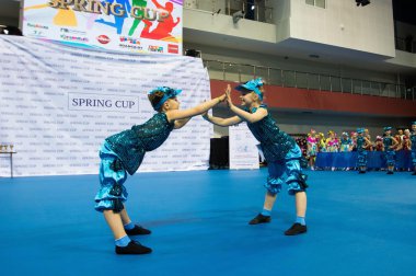 Minsk - Mayıs 02: Tanımlanamayan çocuk rekabet Springcup uluslararası dans yarışmasında, üzerinde 02 Mayıs 2015, Minsk, Beyaz Rusya.