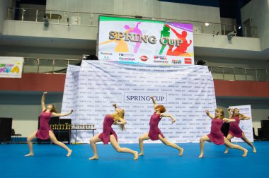 Minsk - Mayıs 02: Tanımlanamayan çocuk rekabet Springcup uluslararası dans yarışmasında, üzerinde 02 Mayıs 2015, Minsk, Beyaz Rusya.