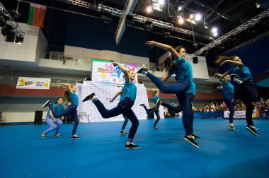 Minsk - Mayıs 02: Tanımlanamayan çocuk rekabet Springcup uluslararası dans yarışmasında, üzerinde 02 Mayıs 2015, Minsk, Beyaz Rusya.