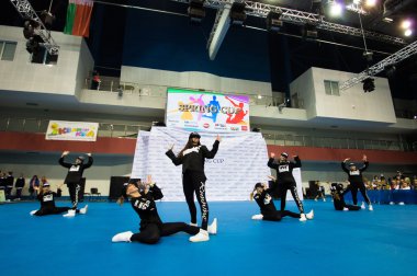 Minsk - Mayıs 02: Tanımlanamayan çocuk rekabet Springcup uluslararası dans yarışmasında, üzerinde 02 Mayıs 2015, Minsk, Beyaz Rusya.